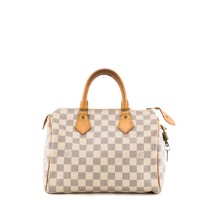LOUIS VUITTON - Sac à main Speedy 25 Louis Vuitton en toile enduite damier azur