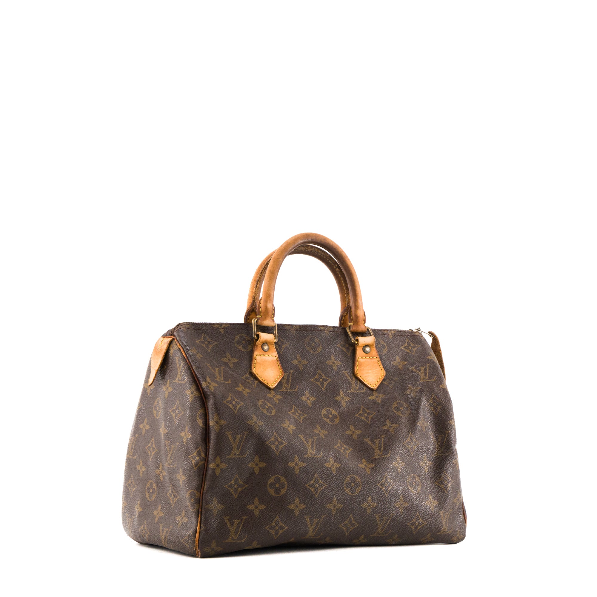 LOUIS VUITTON - Sac à main Speedy 30 en toile monogrammée marron vintage
