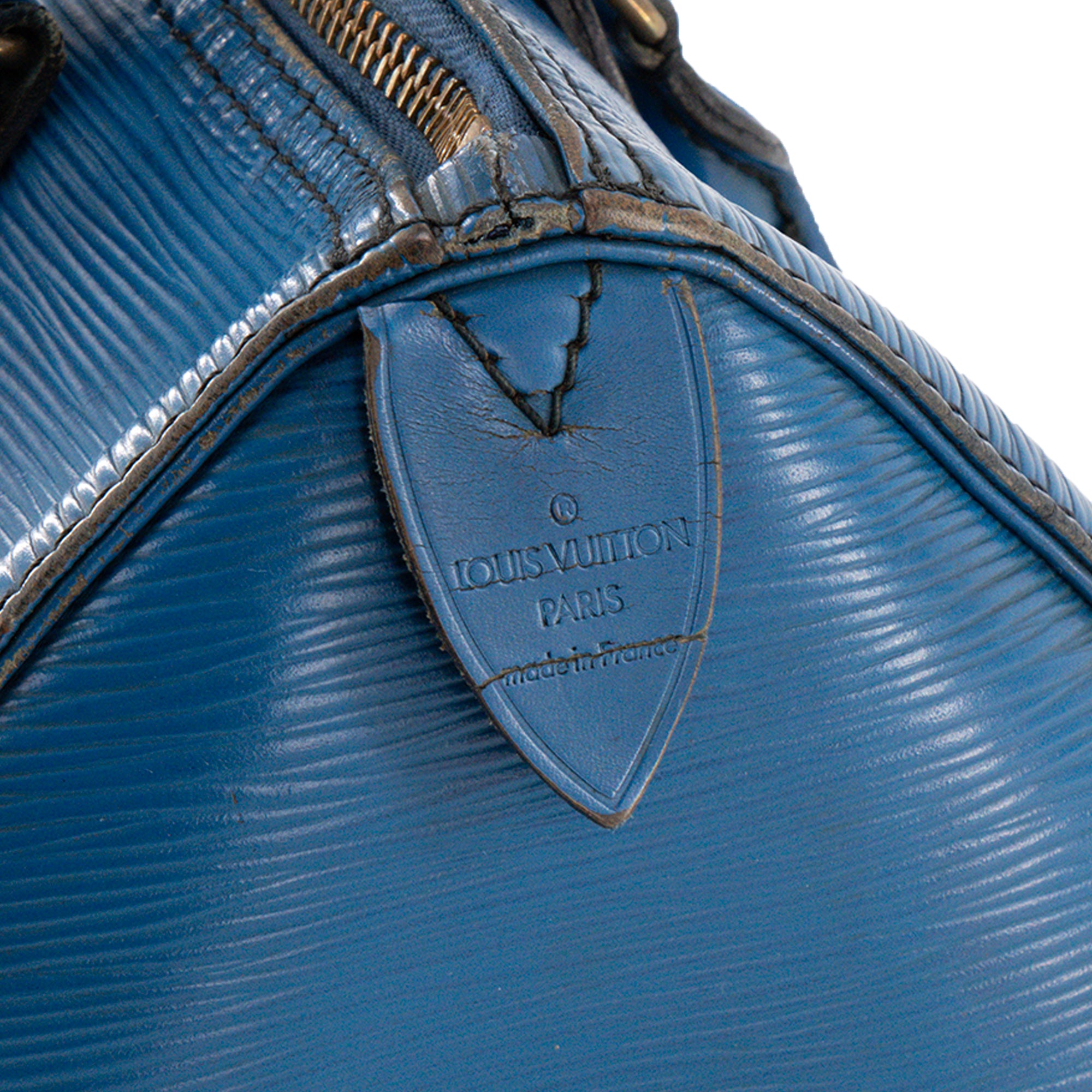 LOUIS VUITTON - Sac à main Speedy 30  Louis Vuitton en cuir épi bleu vintage