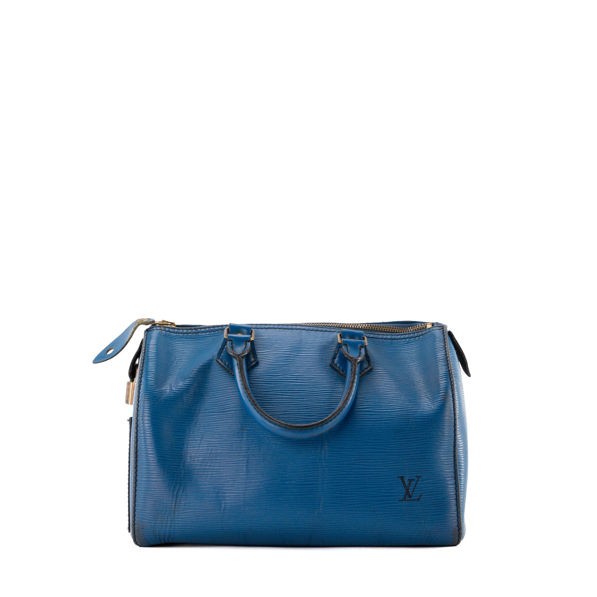 LOUIS VUITTON - Sac à main Speedy 30  Louis Vuitton en cuir épi bleu vintage