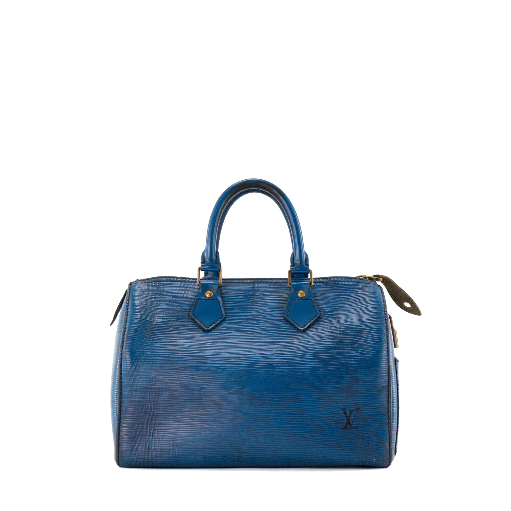 LOUIS VUITTON - Sac à main Speedy 30  Louis Vuitton en cuir épi bleu vintage
