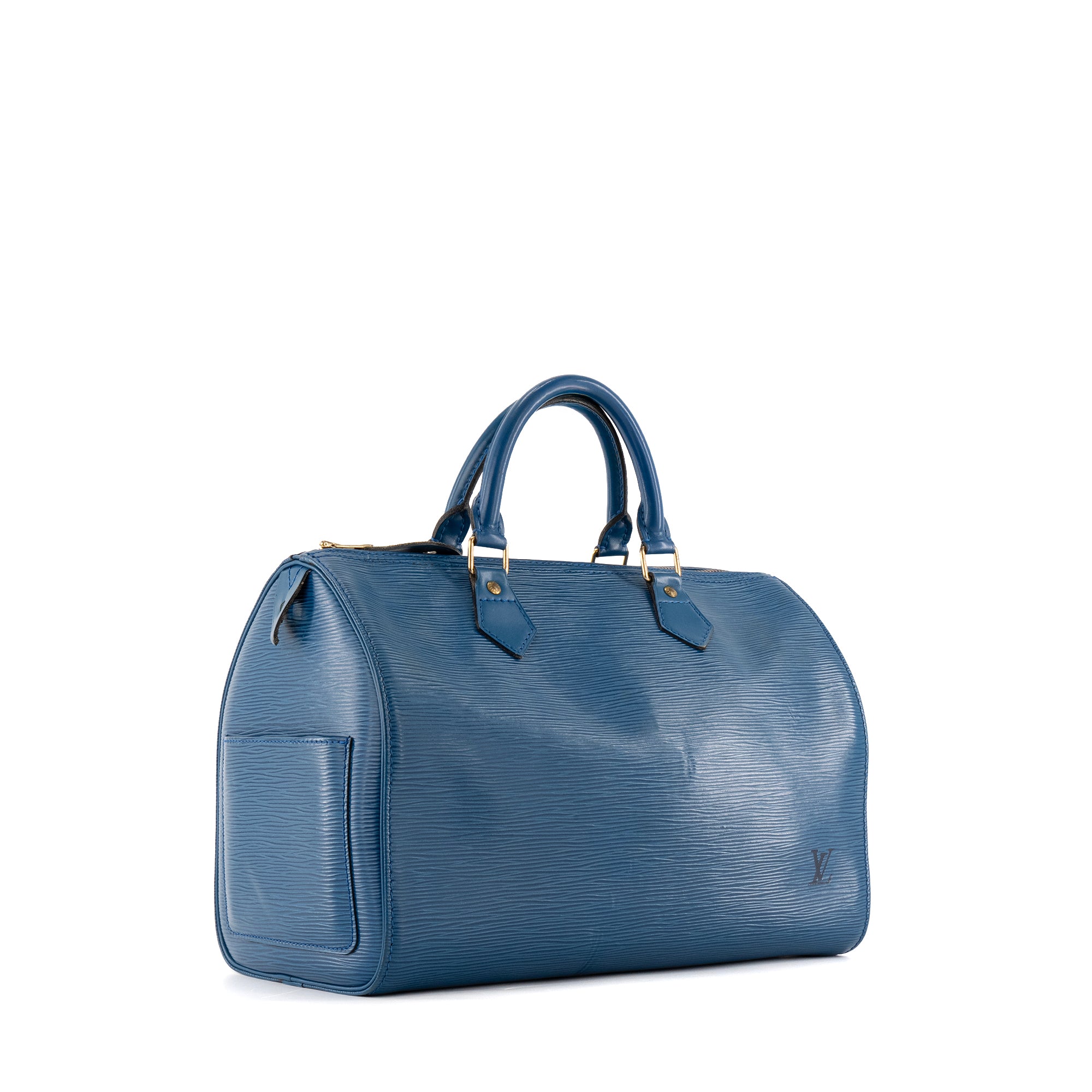 LOUIS VUITTON - Sac à main Speedy 30 Louis Vuitton en cuir épi bleu vintage