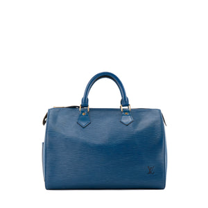 LOUIS VUITTON - Sac à main Speedy 30 Louis Vuitton en cuir épi bleu vintage