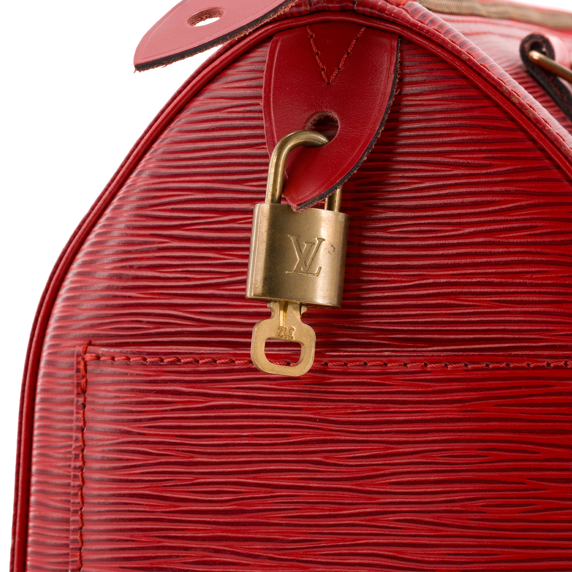 LOUIS VUITTON - Sac à main Speedy 30 Louis Vuitton en cuir épi rouge vintage