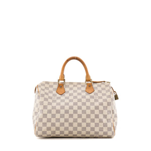 LOUIS VUITTON - Sac à main Speedy 30 Louis Vuitton en toile enduite damier azur vintage