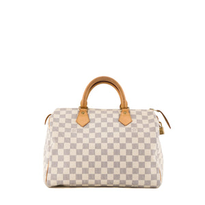 LOUIS VUITTON - Sac à main Speedy 30 Louis Vuitton en toile enduite damier azur
