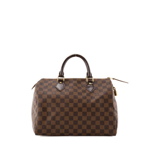 LOUIS VUITTON - Sac à main Speedy 30 Louis Vuitton en toile enduite damier ébène