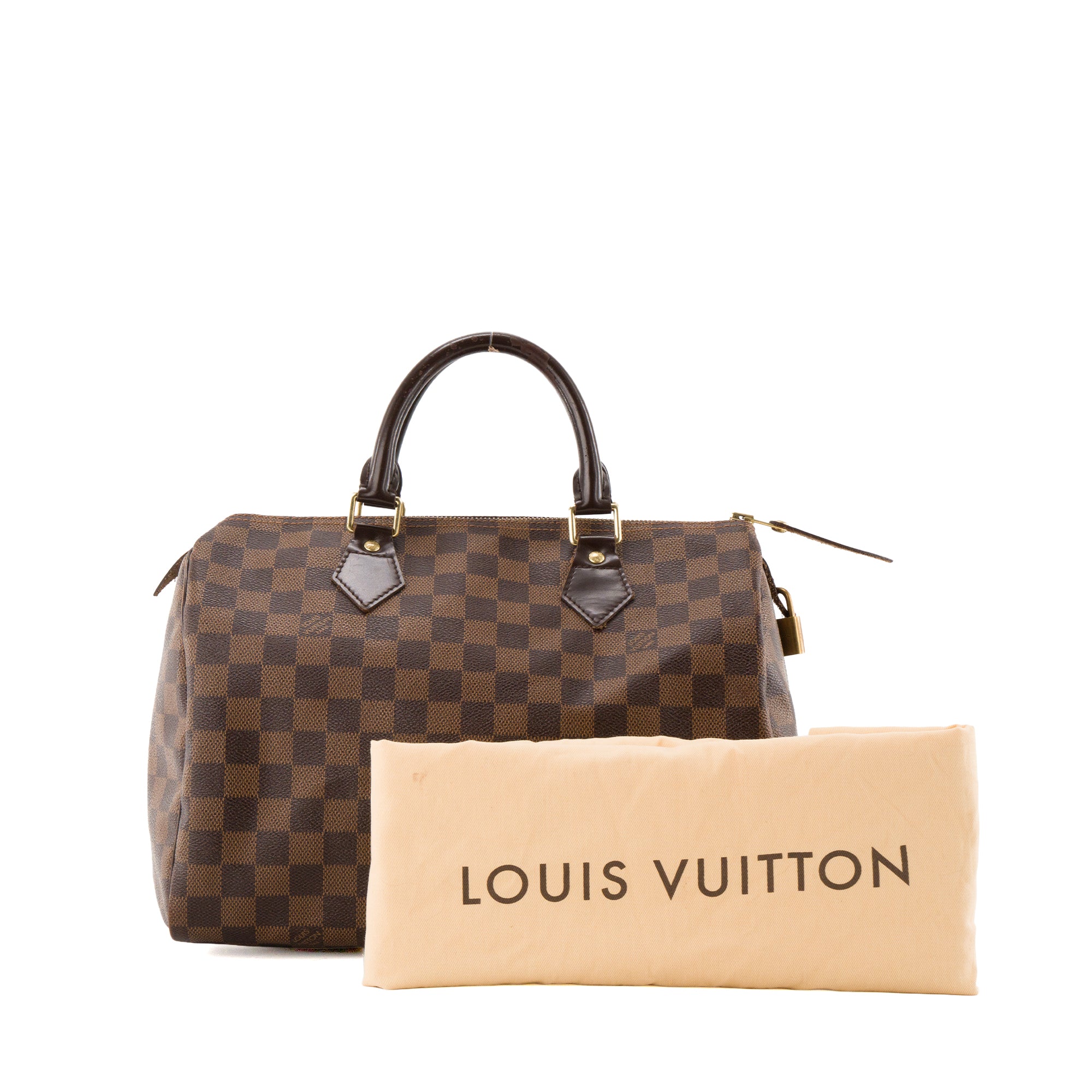 LOUIS VUITTON - Sac à main Speedy 30 Louis Vuitton en toile enduite damier ébène