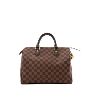 LOUIS VUITTON - Sac à main Speedy 30 Louis Vuitton en toile enduite damier ébène