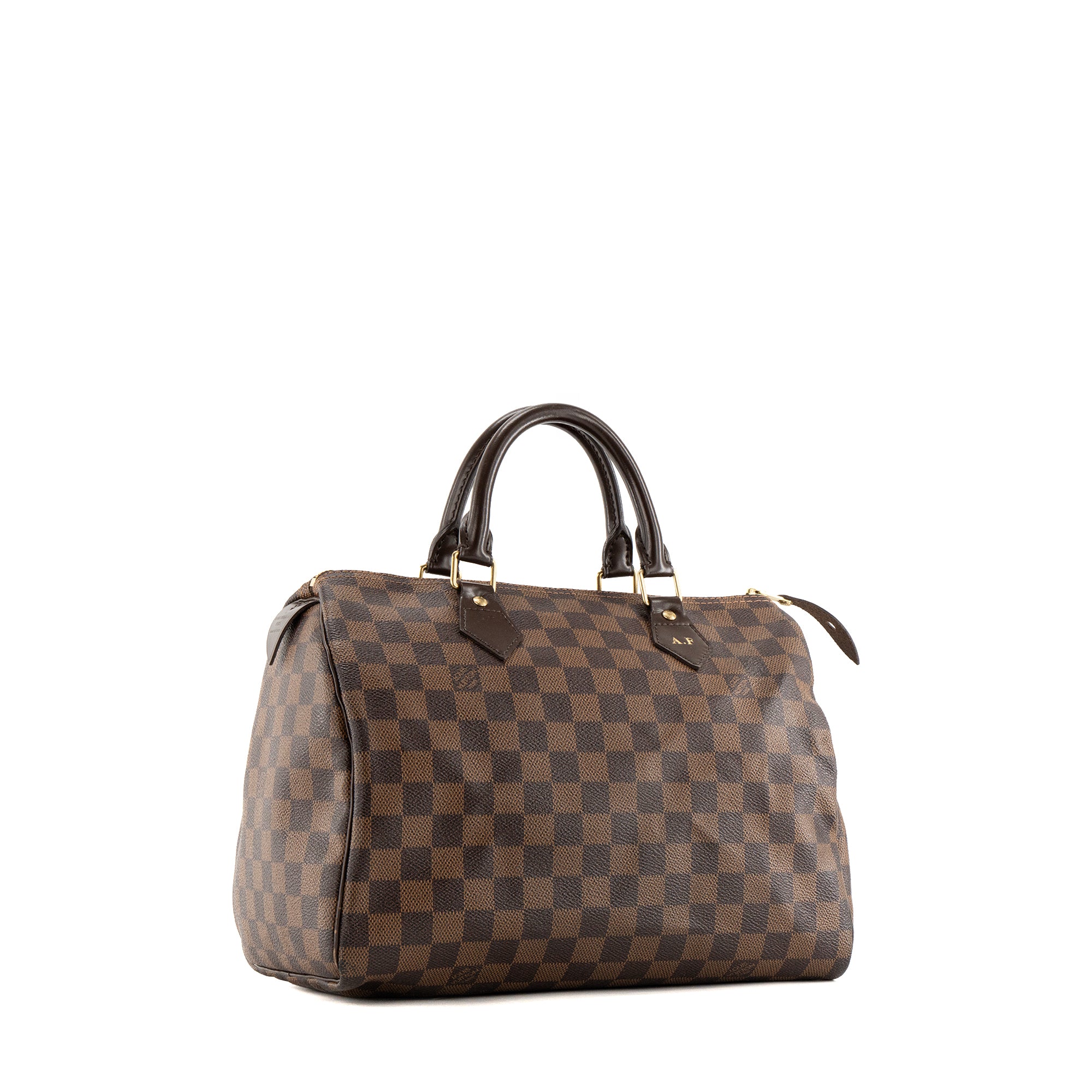 LOUIS VUITTON - Sac à main Speedy 30 Louis Vuitton en toile enduite damier ébène