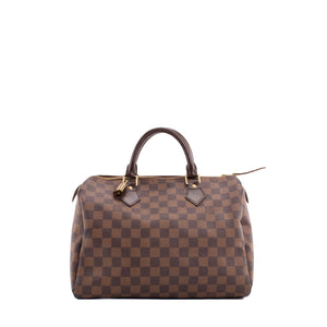 LOUIS VUITTON - Sac à main Speedy 30 Louis Vuitton en toile enduite damier ébène