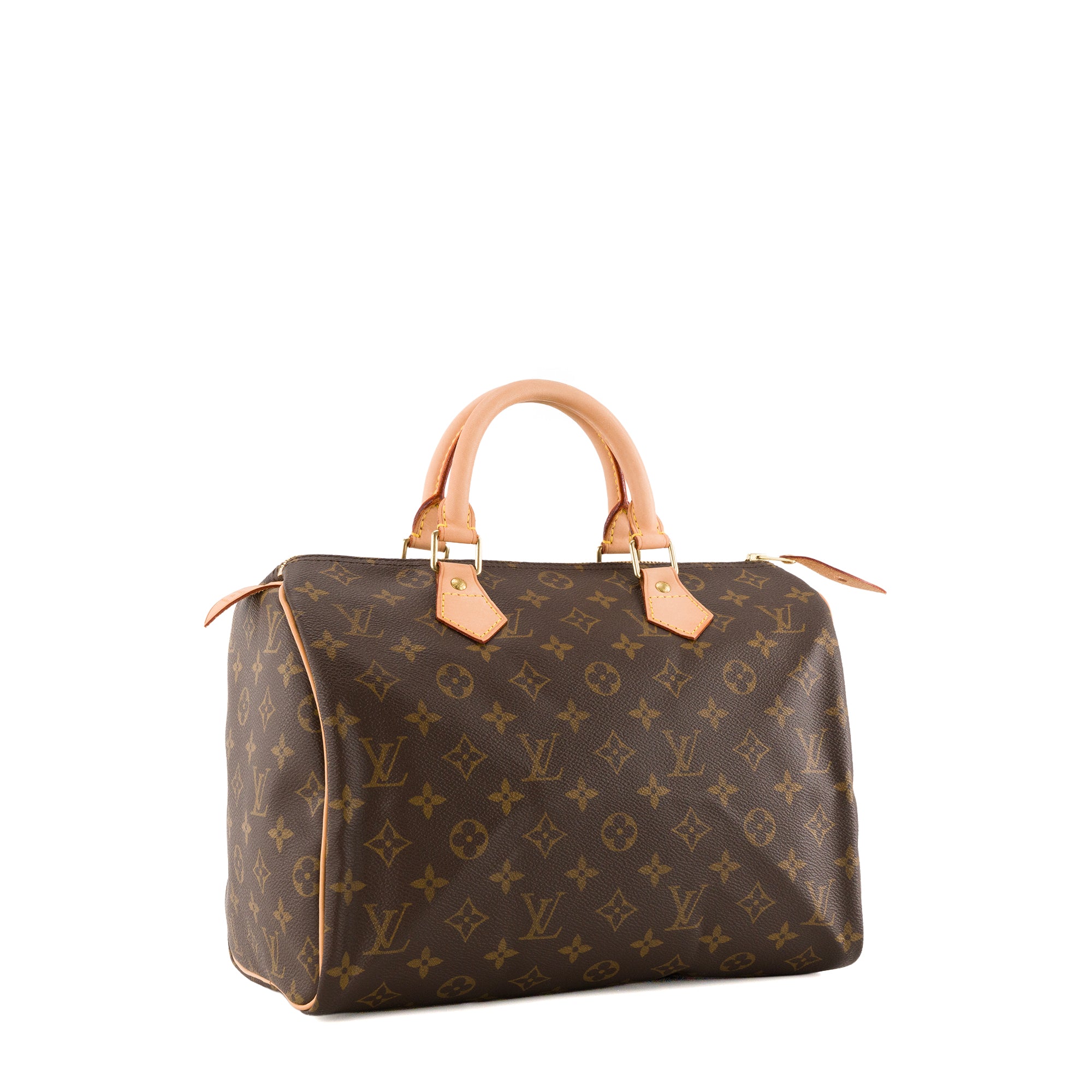 LOUIS VUITTON - Sac à main Speedy 30 Louis Vuitton en toile enduite monogrammée et cuir marron