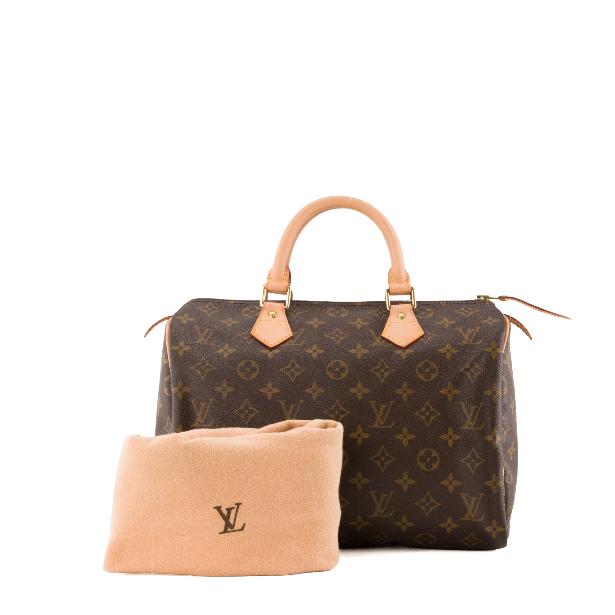LOUIS VUITTON - Sac à main Speedy 30 Louis Vuitton en toile enduite monogrammée et cuir marron