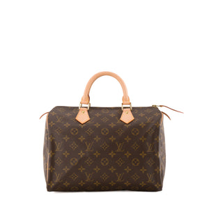 LOUIS VUITTON - Sac à main Speedy 30 Louis Vuitton en toile enduite monogrammée et cuir marron