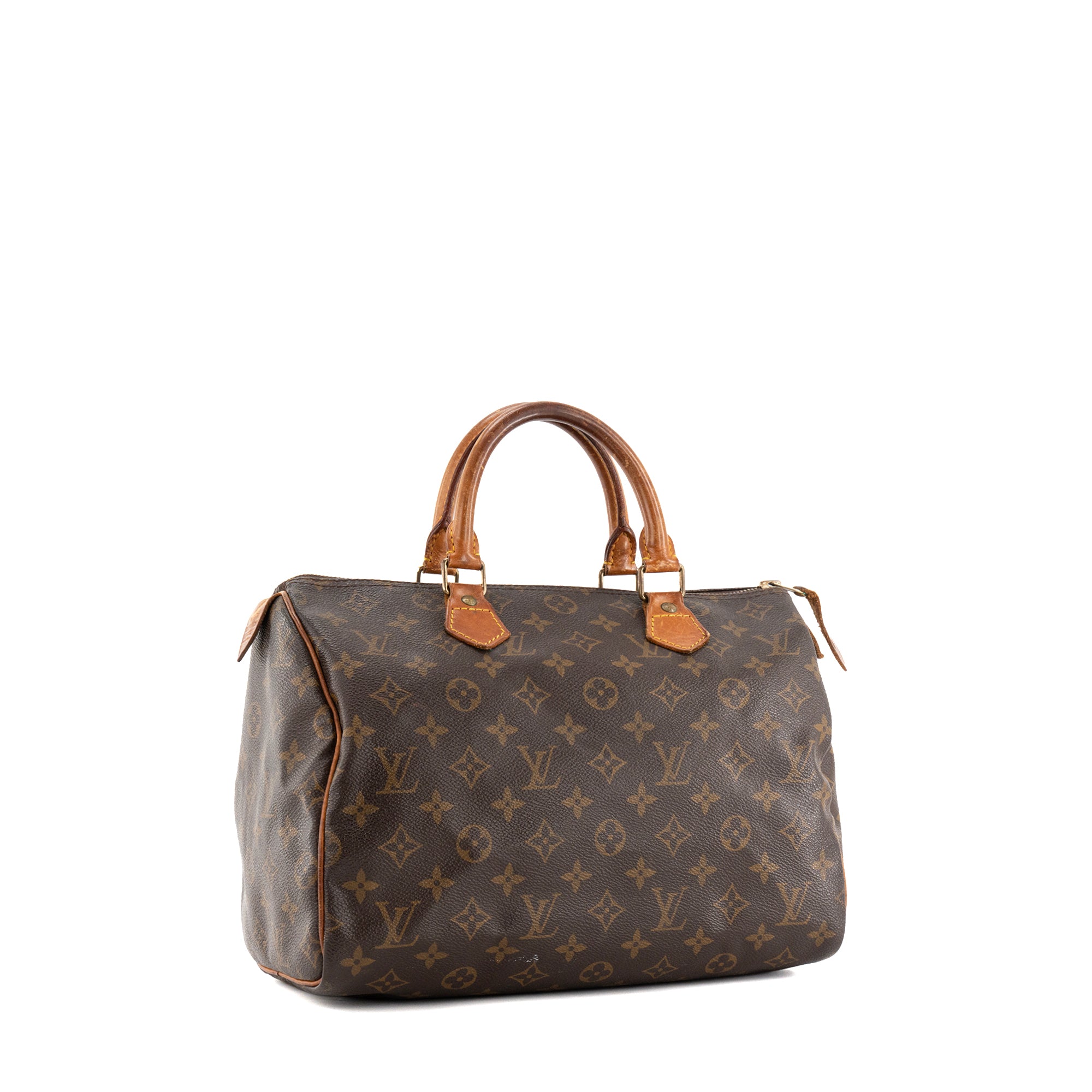 LOUIS VUITTON - Sac à main Speedy 30 Louis Vuitton en toile enduite monogrammée marron vintage