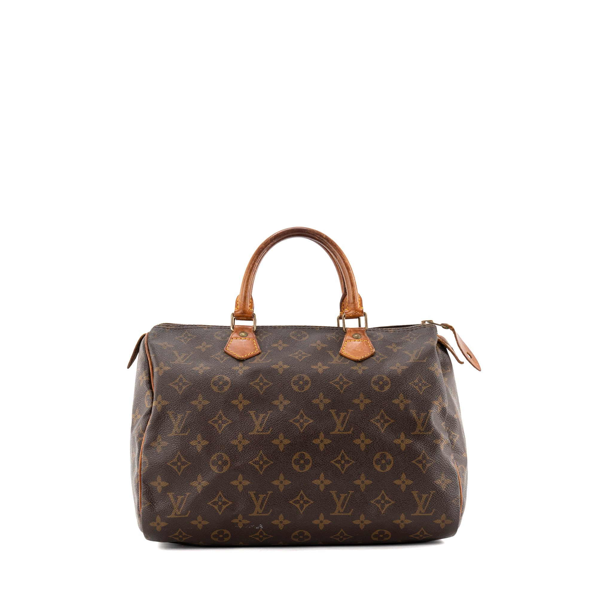 LOUIS VUITTON - Sac à main Speedy 30 Louis Vuitton en toile enduite monogrammée marron vintage