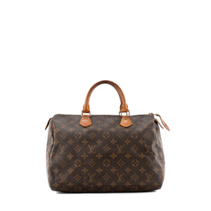 LOUIS VUITTON - Sac à main Speedy 30 Louis Vuitton en toile enduite monogrammée marron vintage