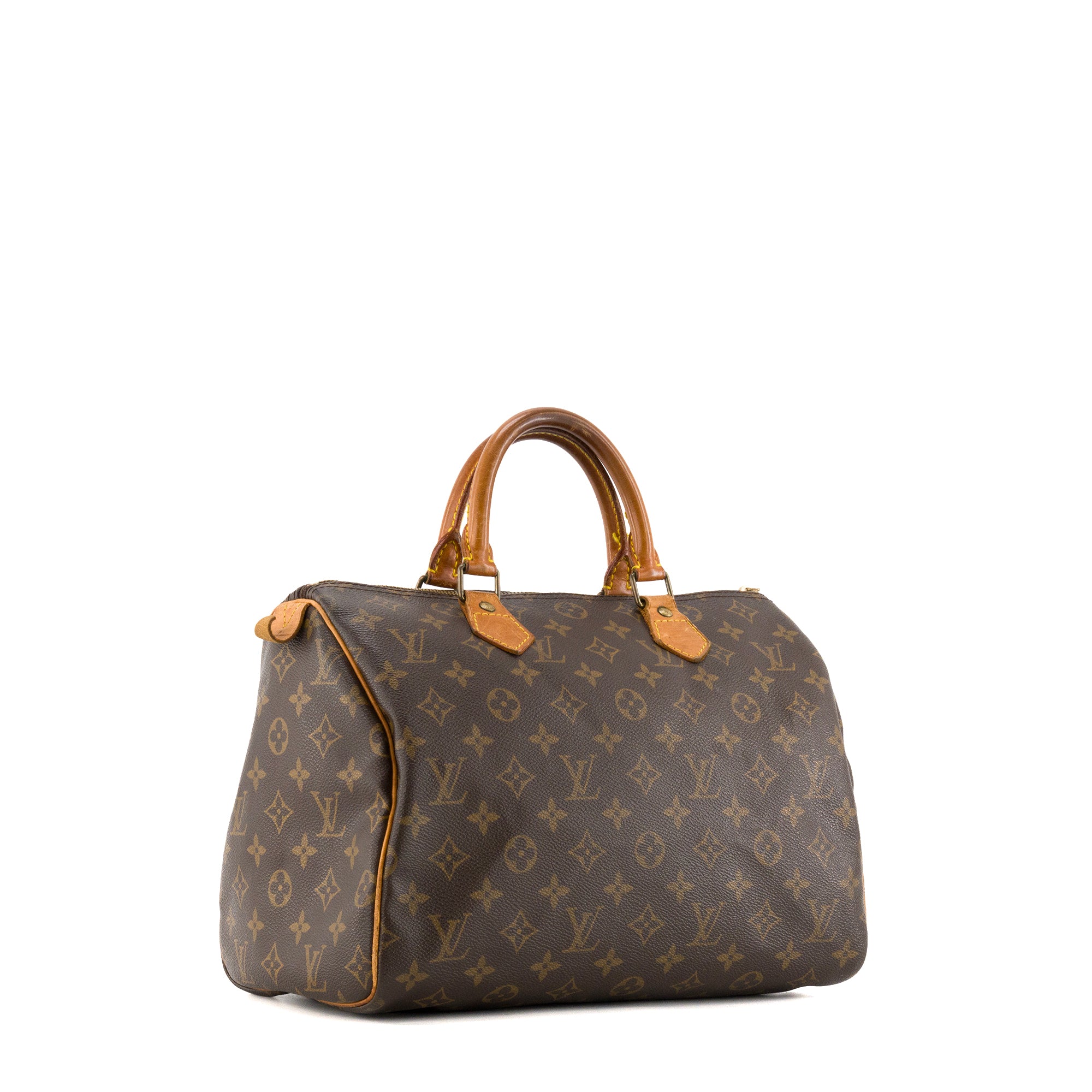LOUIS VUITTON - Sac à main Speedy 30 Louis Vuitton en toile enduite monogrammée marron vintage