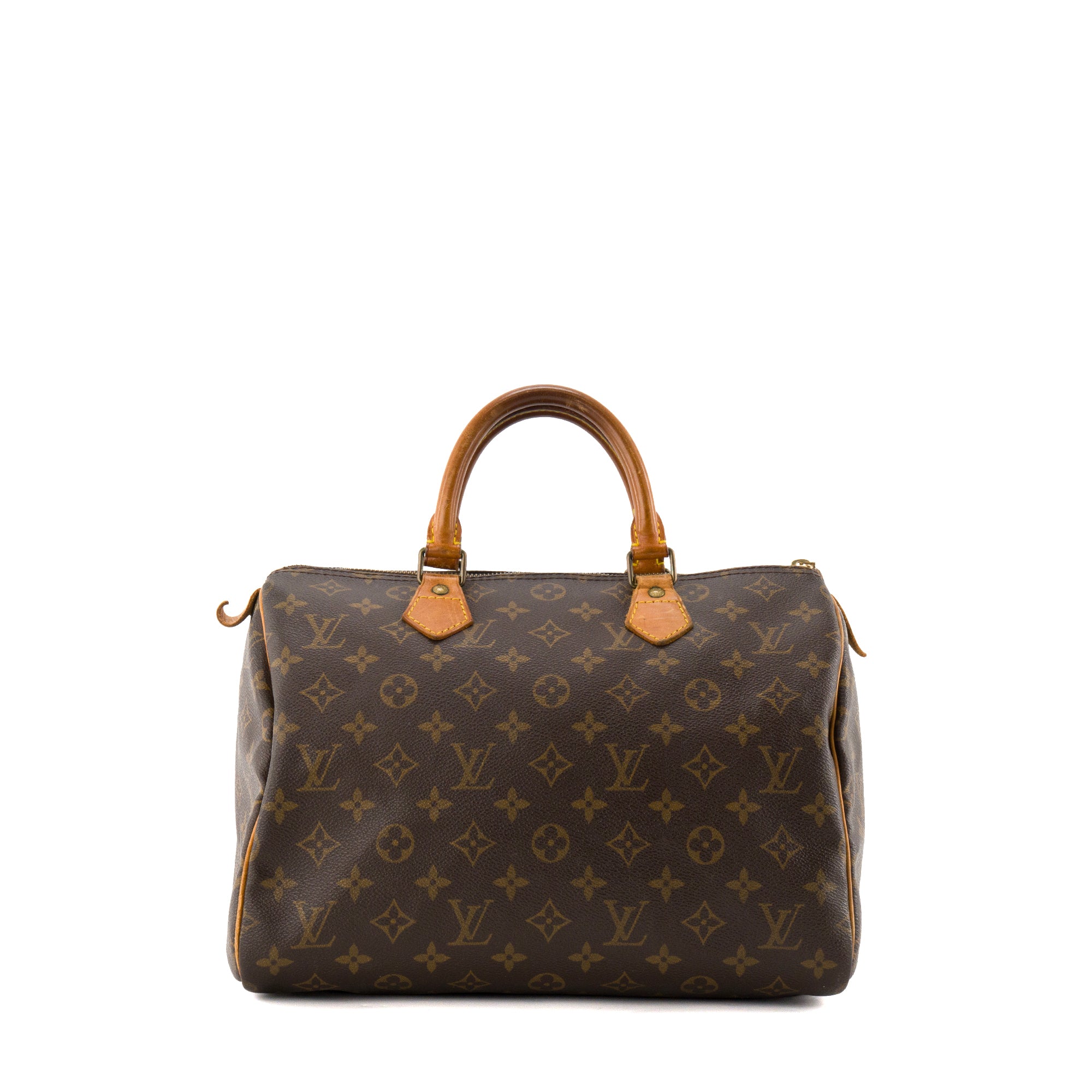 LOUIS VUITTON - Sac à main Speedy 30 Louis Vuitton en toile enduite monogrammée marron vintage