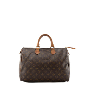 LOUIS VUITTON - Sac à main Speedy 35 Louis Vuitton en toile enduite monogrammée vintage