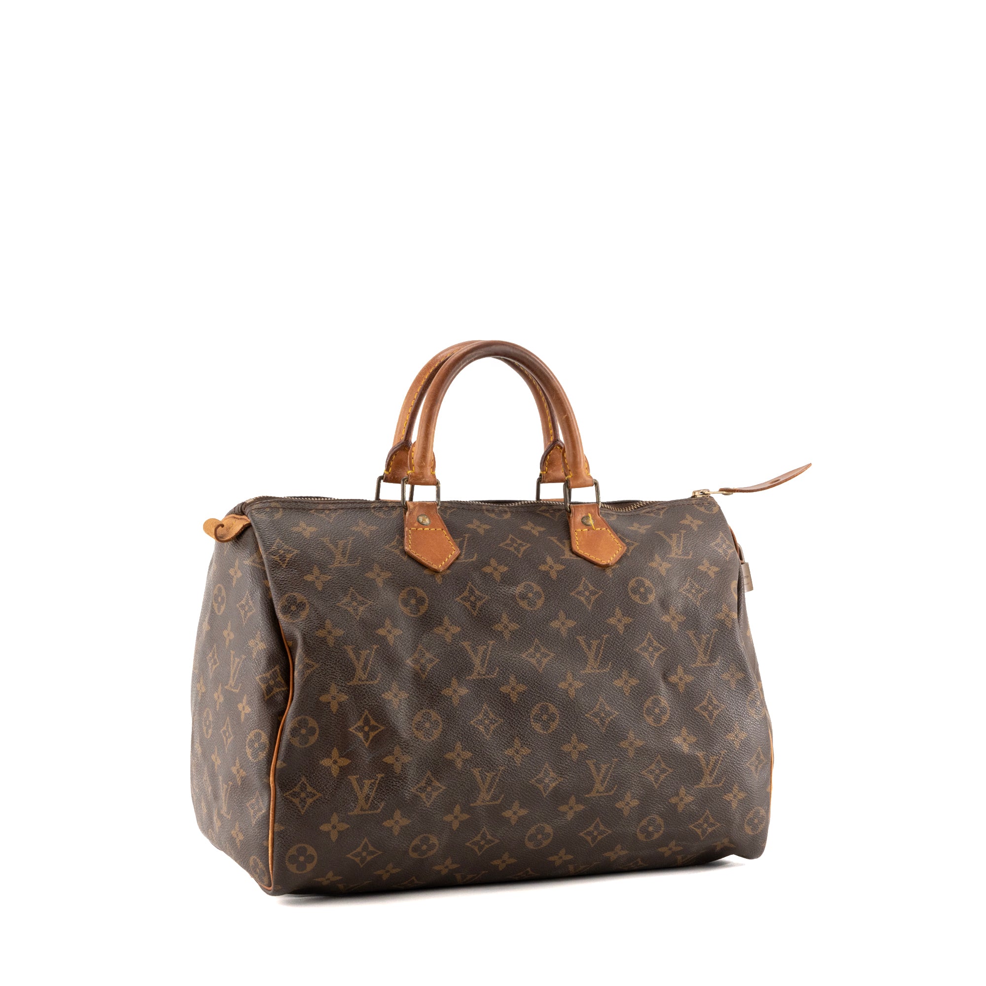 LOUIS VUITTON - Sac à main Speedy 35 Louis Vuitton en toile enduite monogrammée vintage