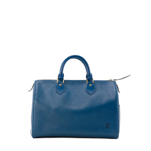 LOUIS VUITTON - Sac à main Speedy Louis Vuitton en cuir épi bleu