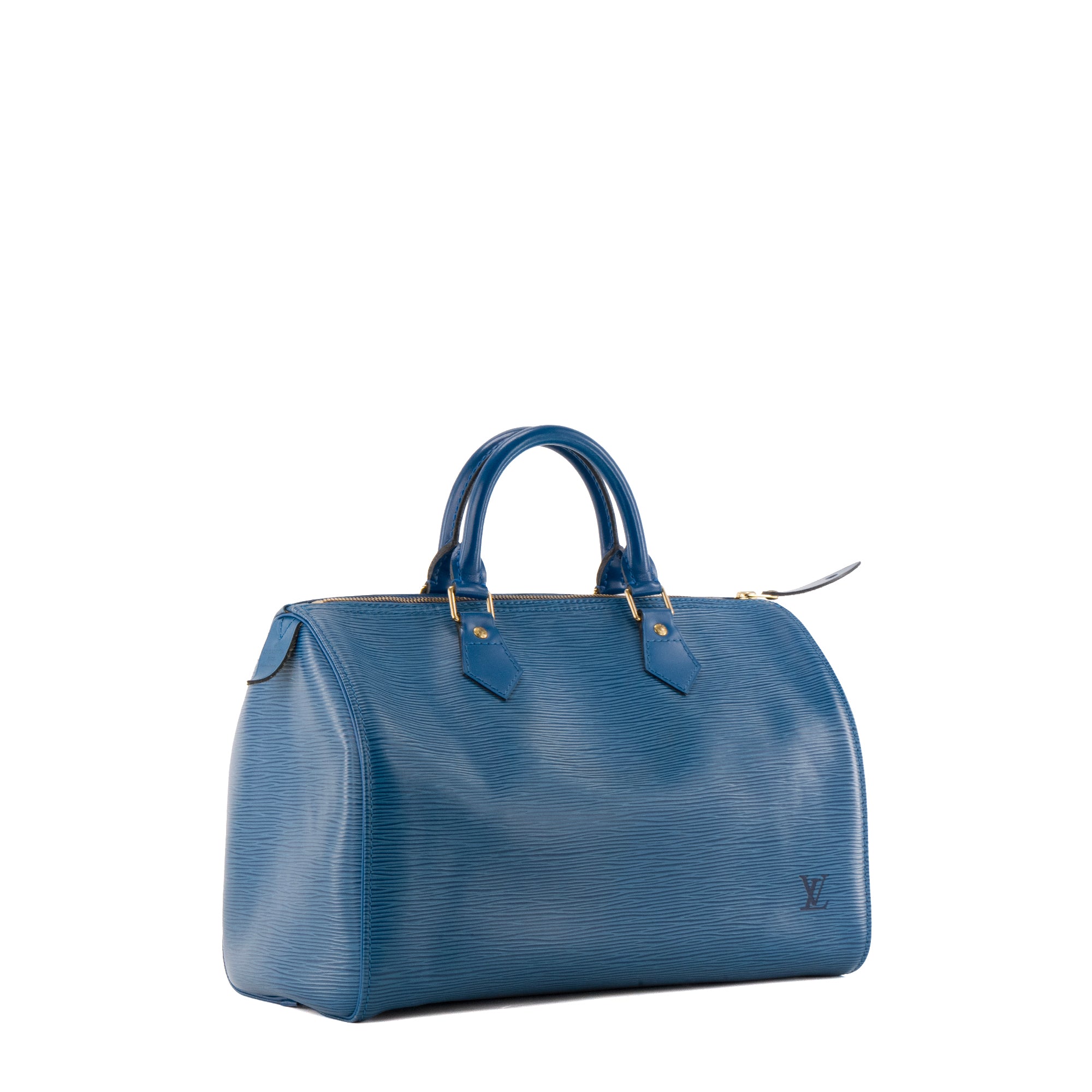 LOUIS VUITTON - Sac à main Speedy Louis Vuitton en cuir épi bleu