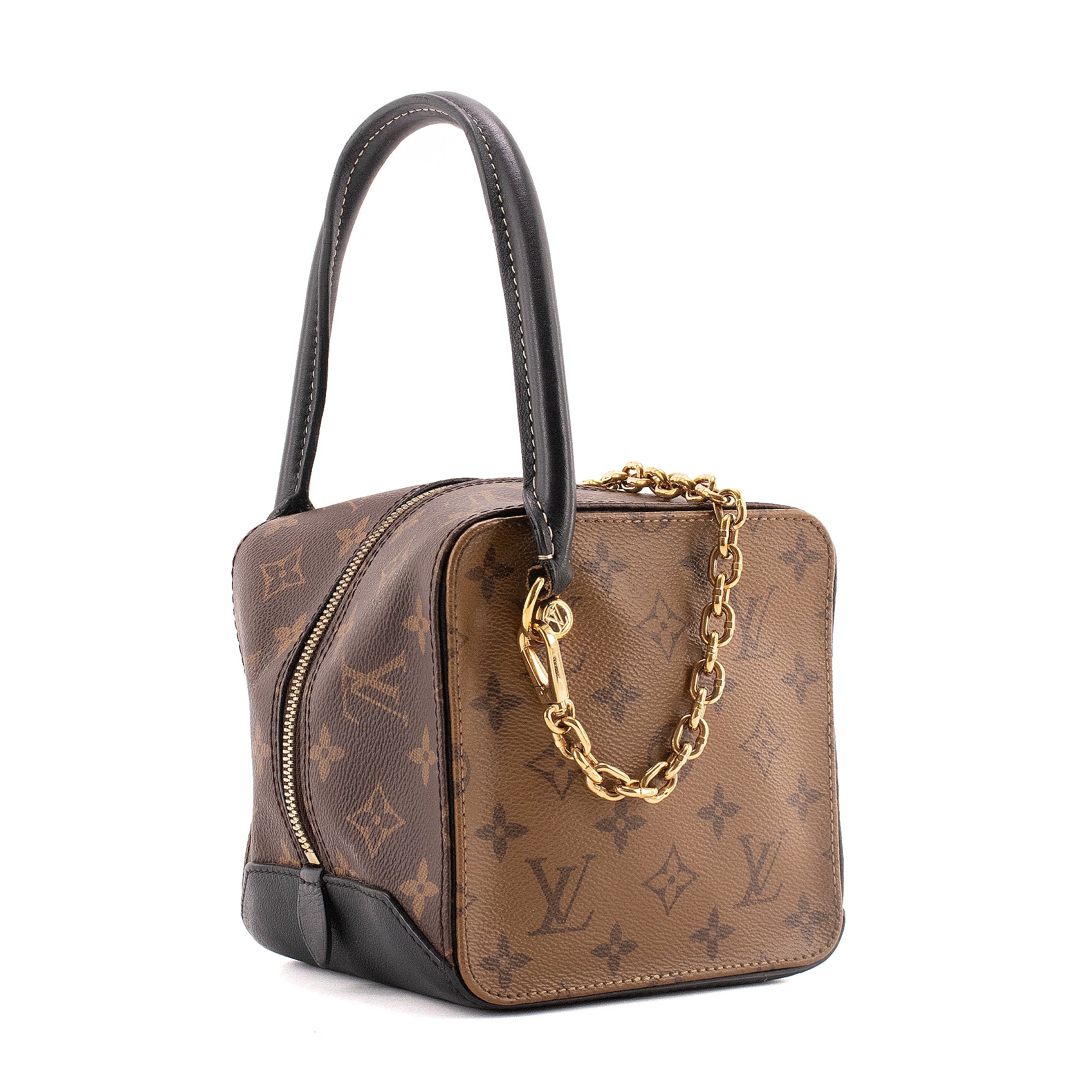 LOUIS VUITTON - Sac à main Square Louis Vuitton en toile enduite Monogram Reverse