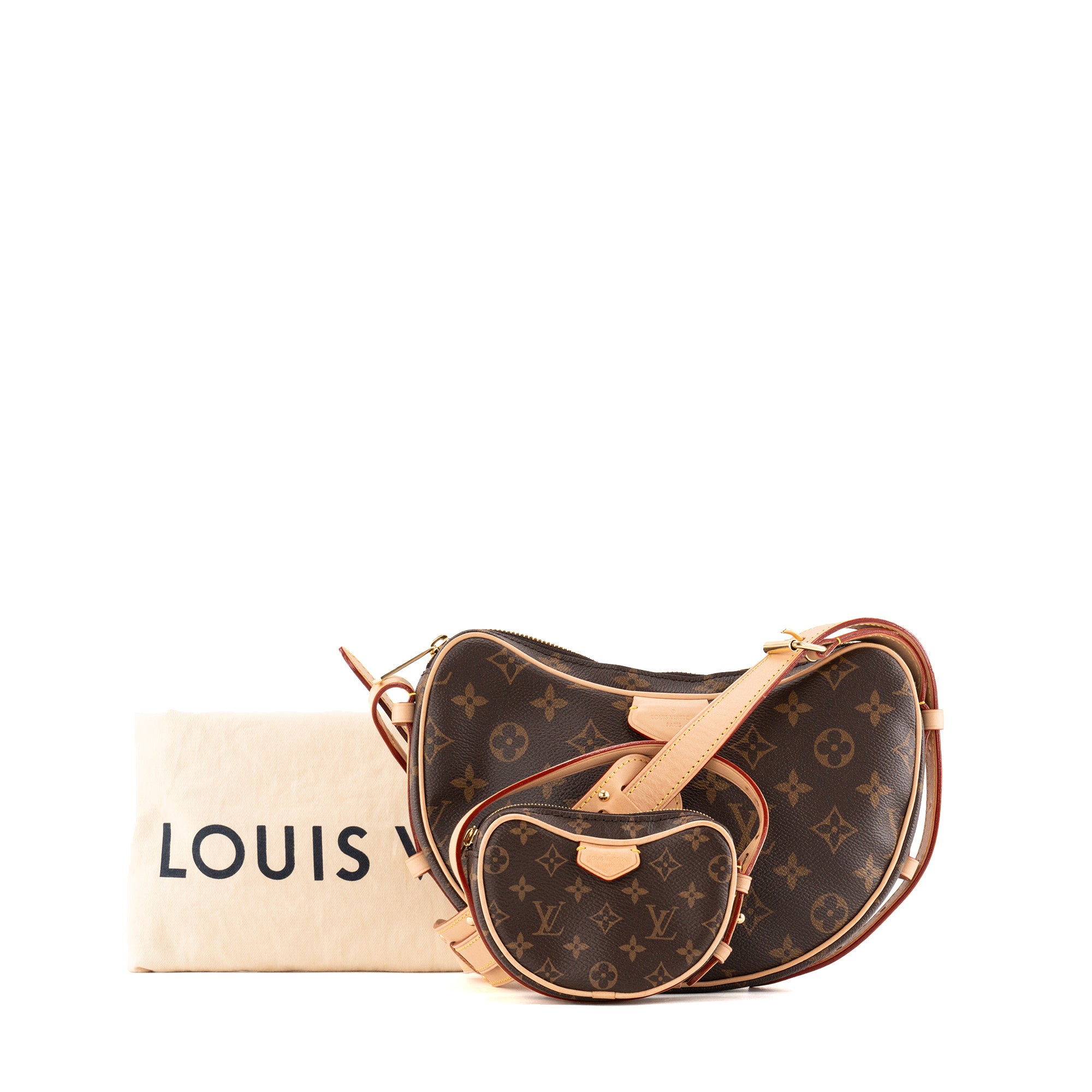 LOUIS VUITTON - Sac à bandoulière Croissant Louis Vuitton en toile enduite monogrammée marron Édition limitée