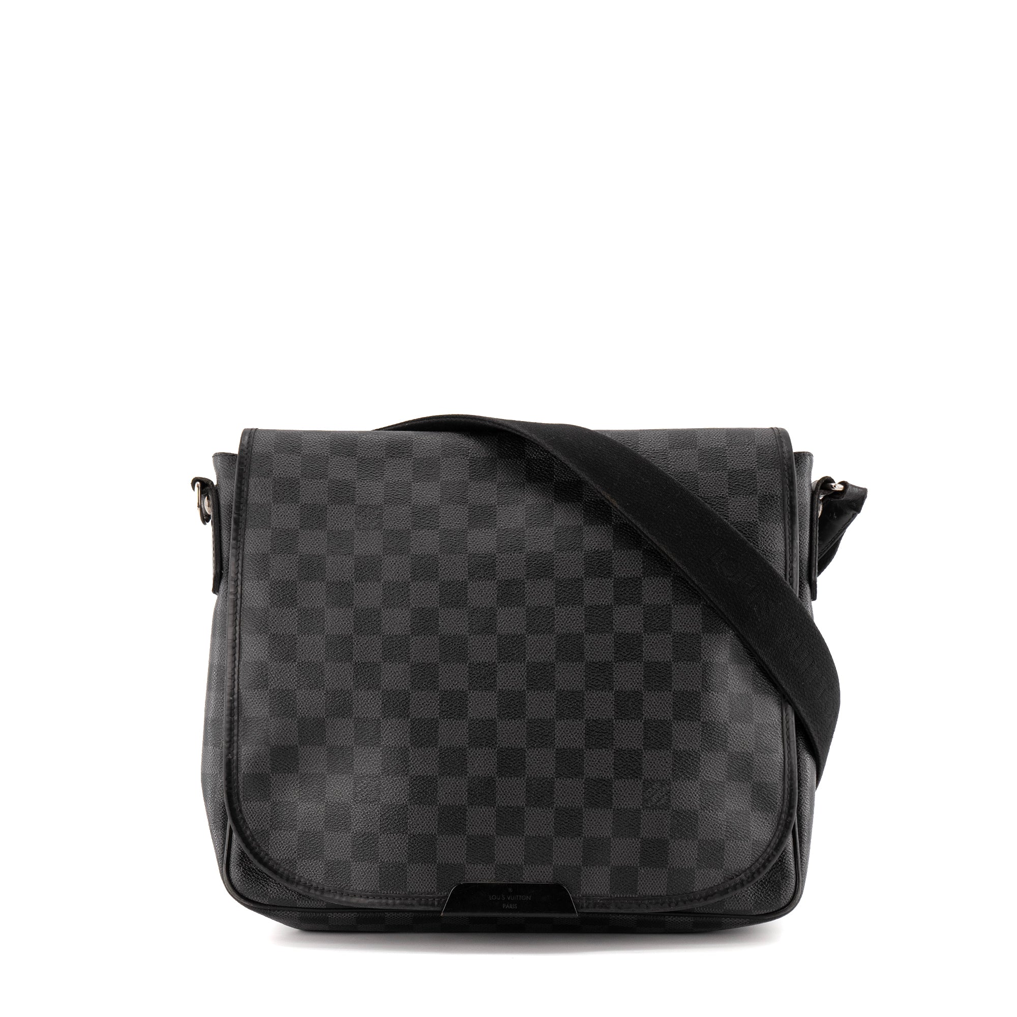 LOUIS VUITTON - Sac bandoulière District Louis Vuitton en toile enduite damier graphite