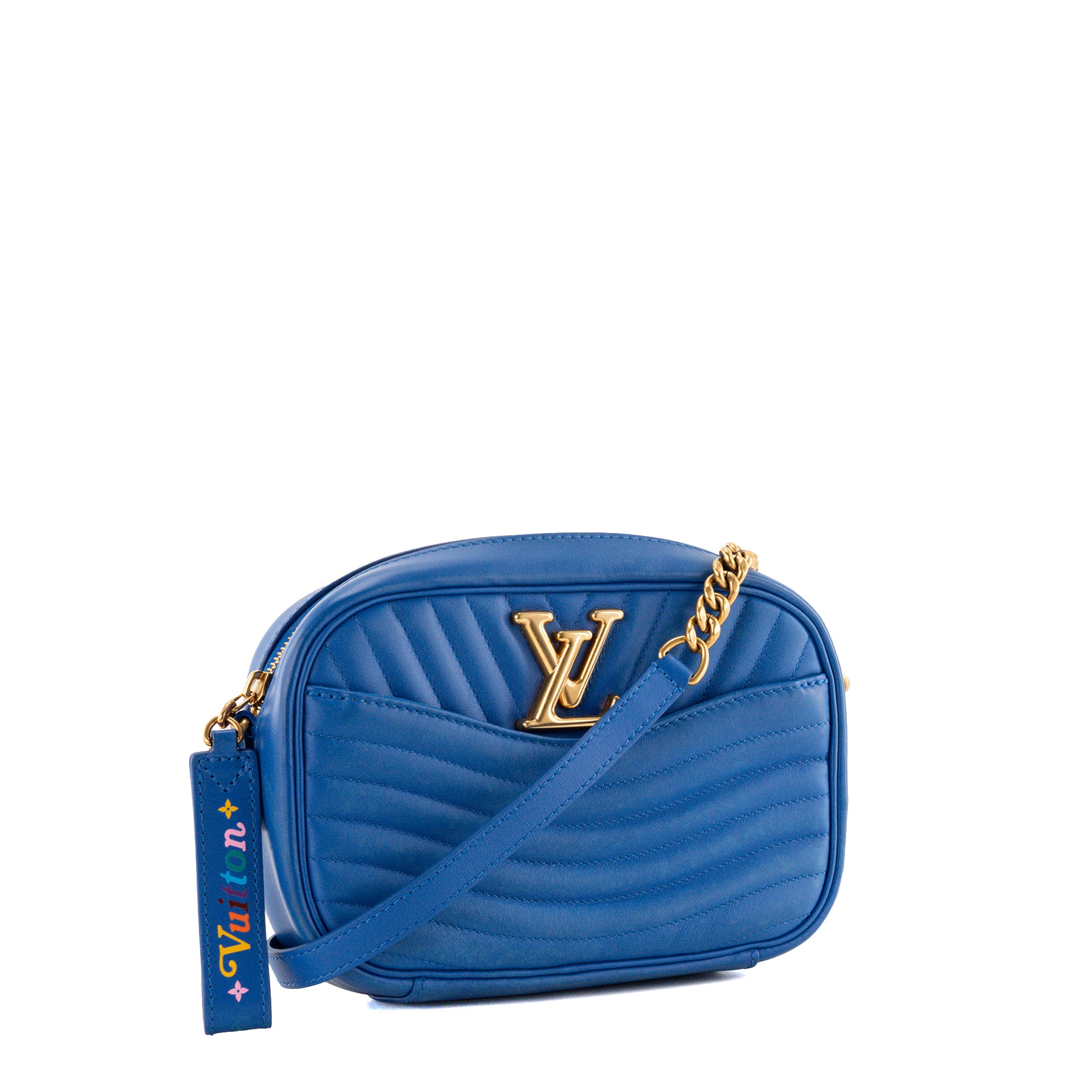 LOUIS VUITTON - Sac à bandoulière New Wave Louis Vuitton en cuir lisse bleu