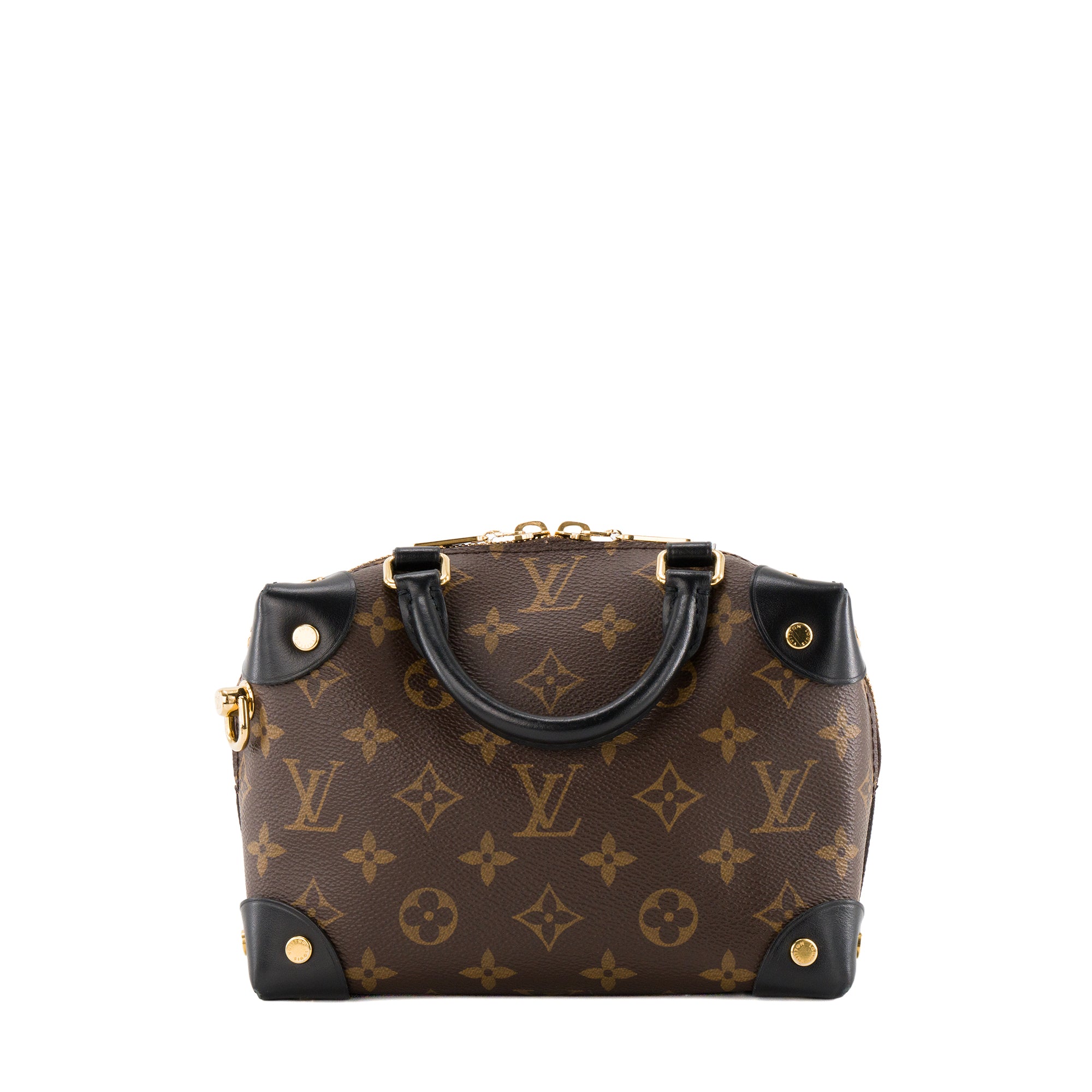 LOUIS VUITTON - Sac à bandoulière Petite Malle Souple Louis Vuitton  en toile enduite monogrammée et cuir noir