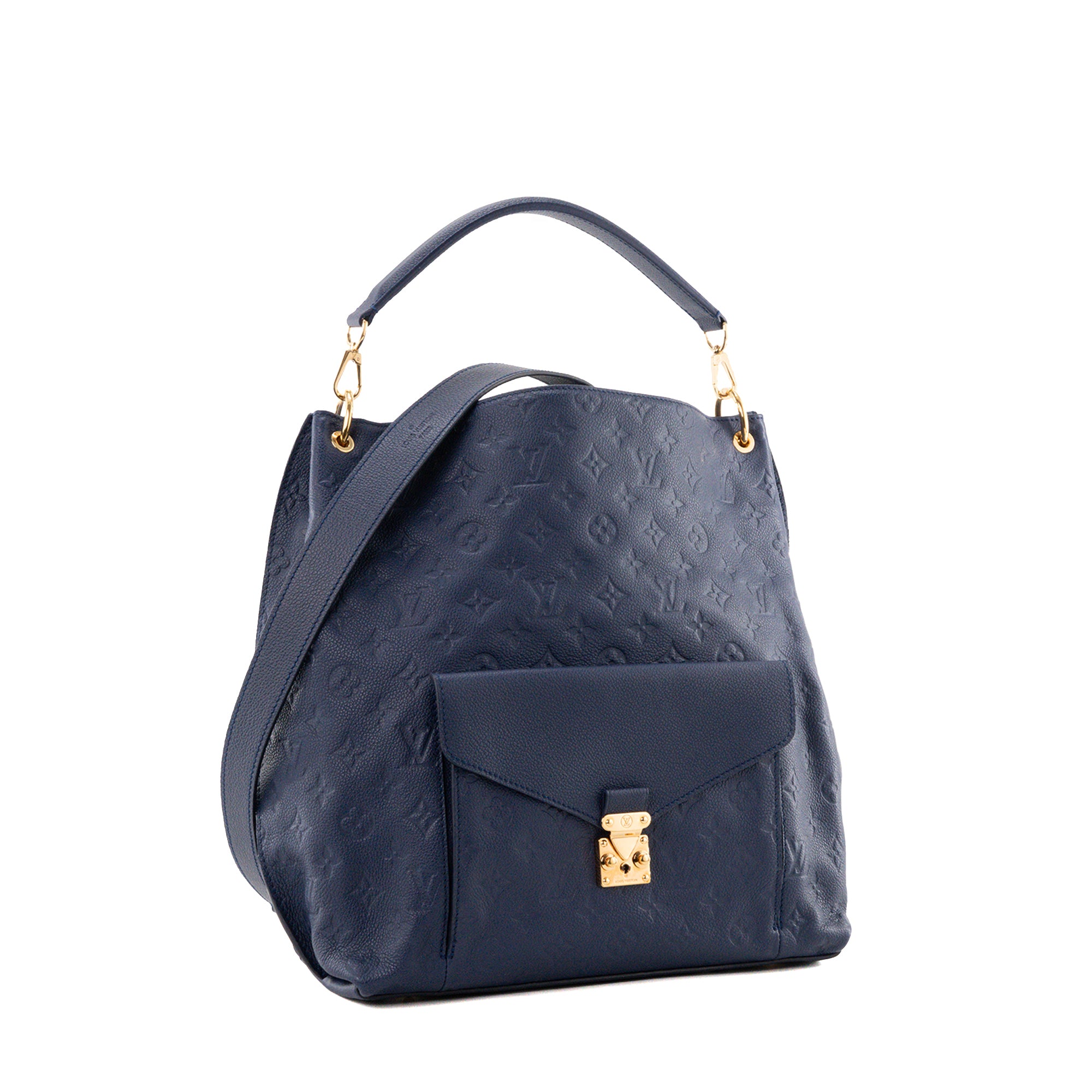 LOUIS VUITTON - Sac cabas Hobo Métis Louis Vuitton en cuir empreinte bleu marine