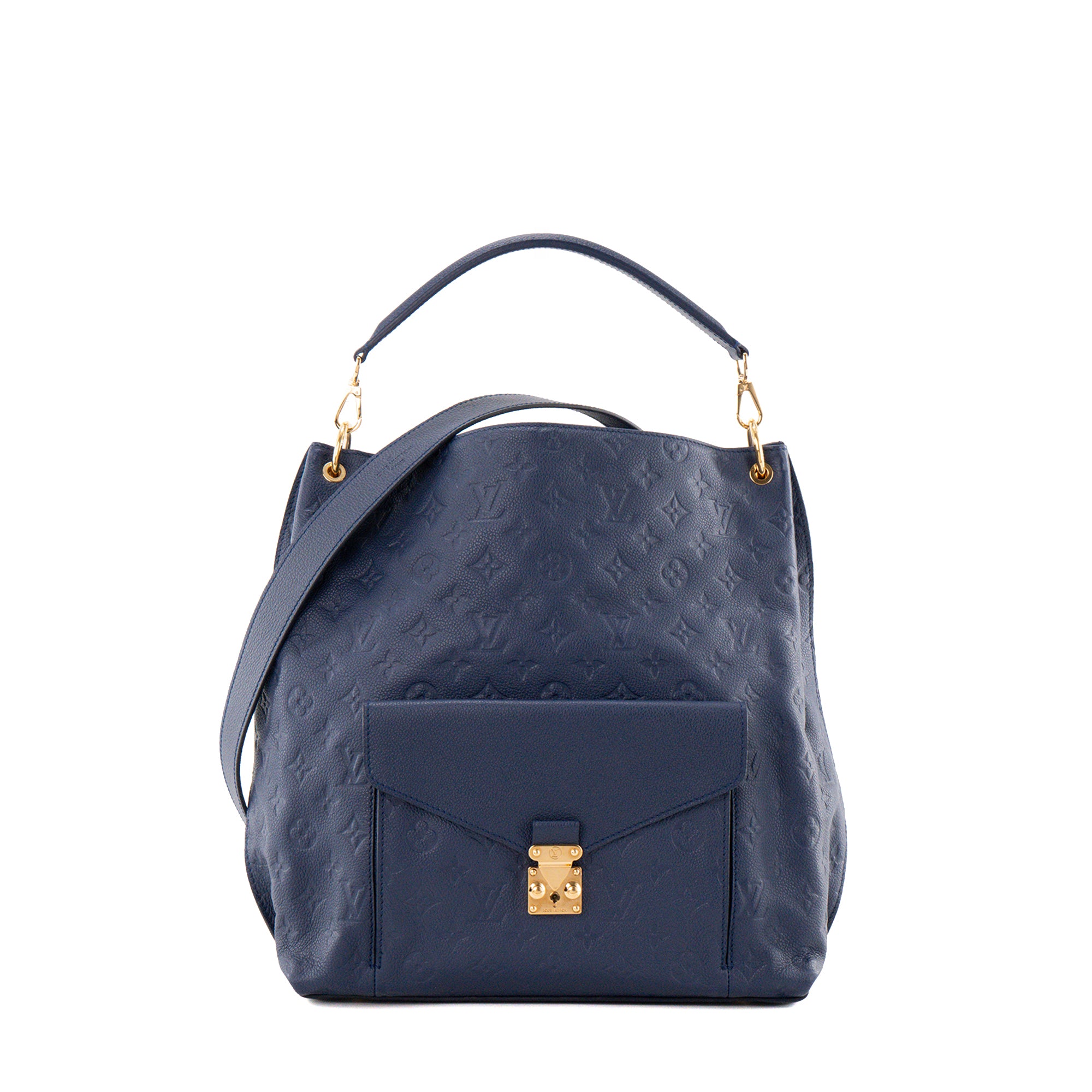 LOUIS VUITTON - Sac cabas Hobo Métis Louis Vuitton en cuir empreinte bleu marine