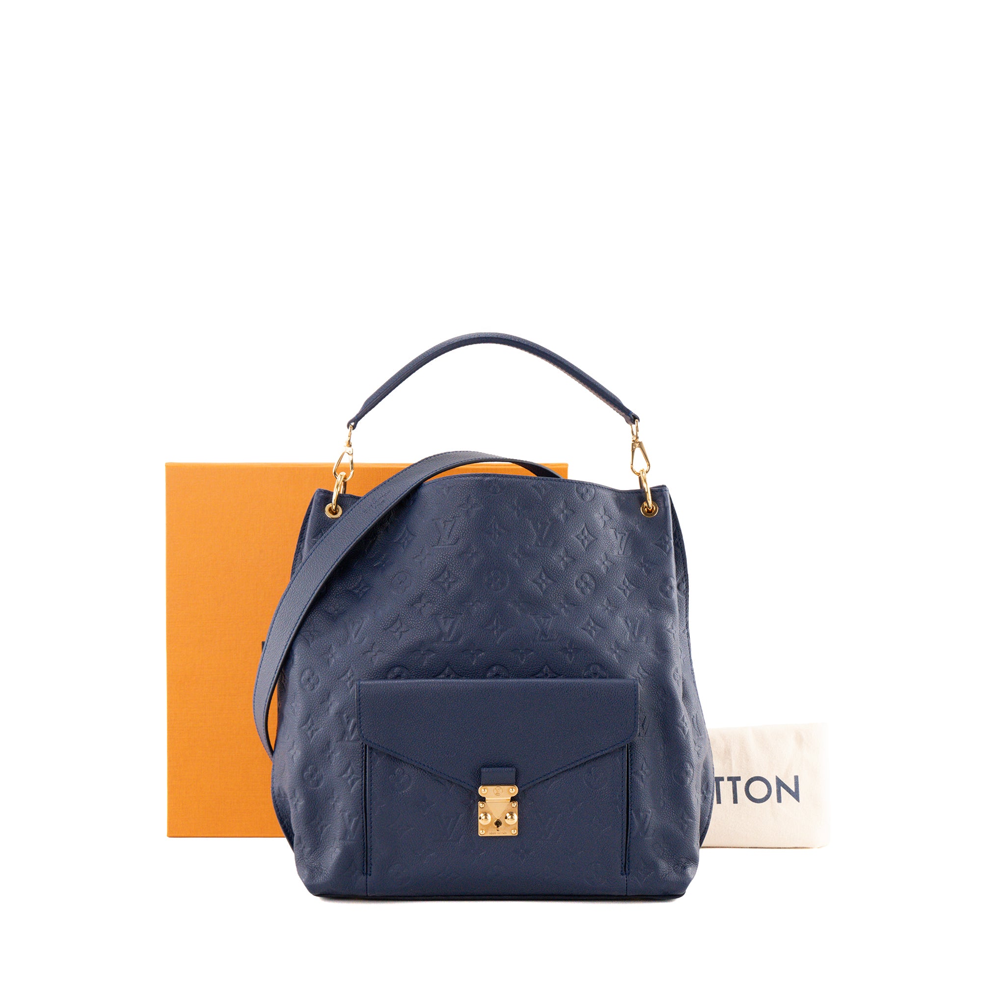 LOUIS VUITTON - Sac cabas Hobo Métis Louis Vuitton en cuir empreinte bleu marine