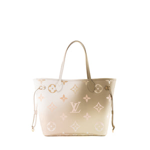 LOUIS VUITTON - Sac cabas Neverfull MM Spring in the City Louis Vuitton en toile enduite monogrammée kaki et blanche édition limitée