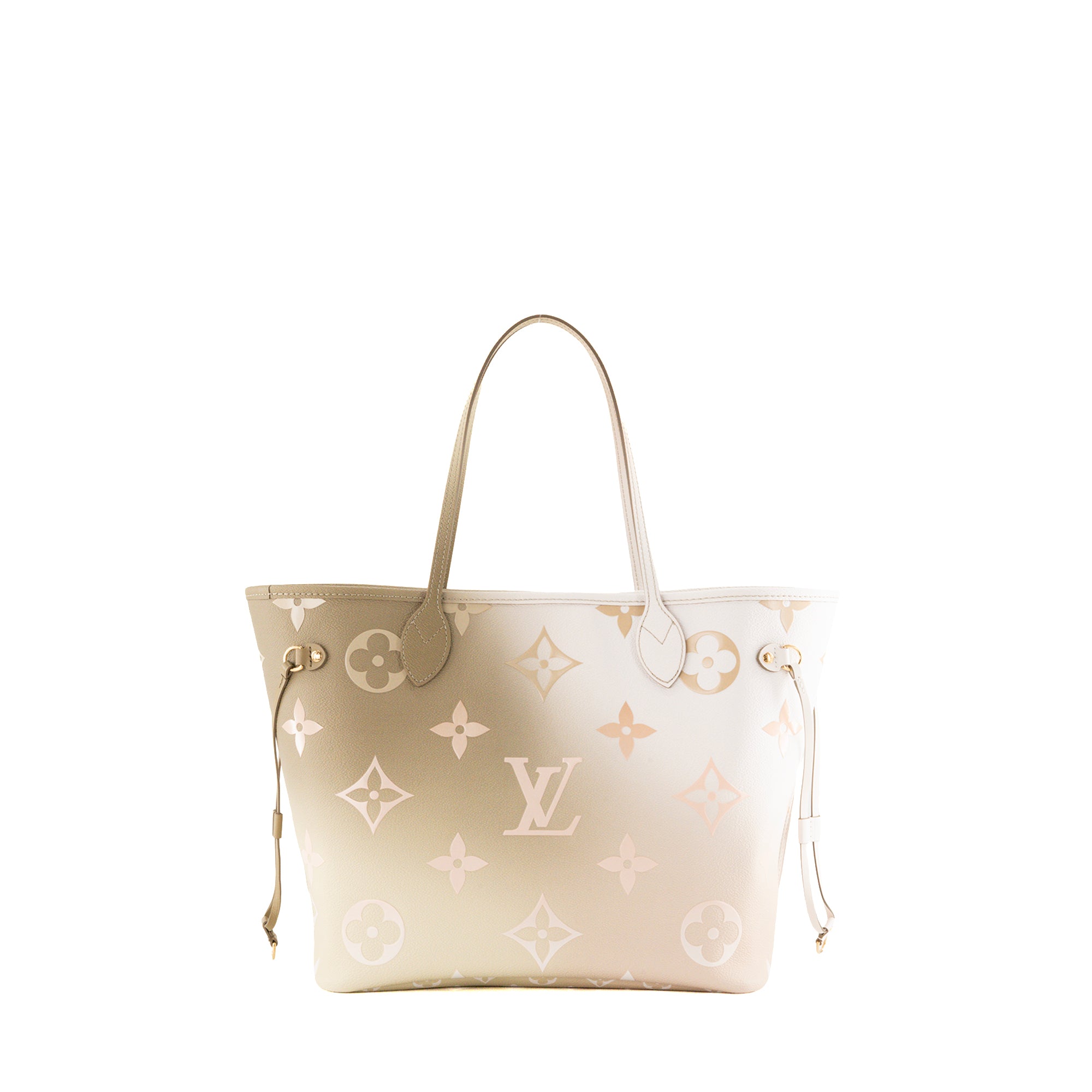 LOUIS VUITTON - Sac cabas Neverfull MM Spring in the City Louis Vuitton en toile enduite monogrammée kaki et blanche édition limitée