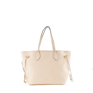 LOUIS VUITTON - Sac Cabas Neverfull MM Louis Vuitton en cuir empreinte beige