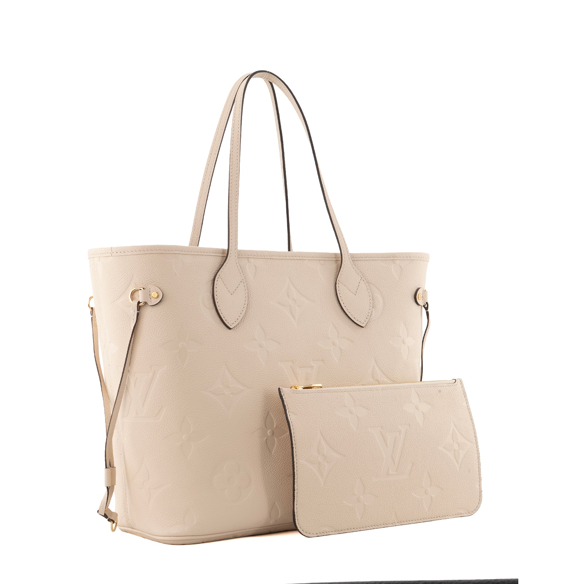LOUIS VUITTON - Sac cabas Neverfull MM Louis Vuitton en cuir empreinte beige