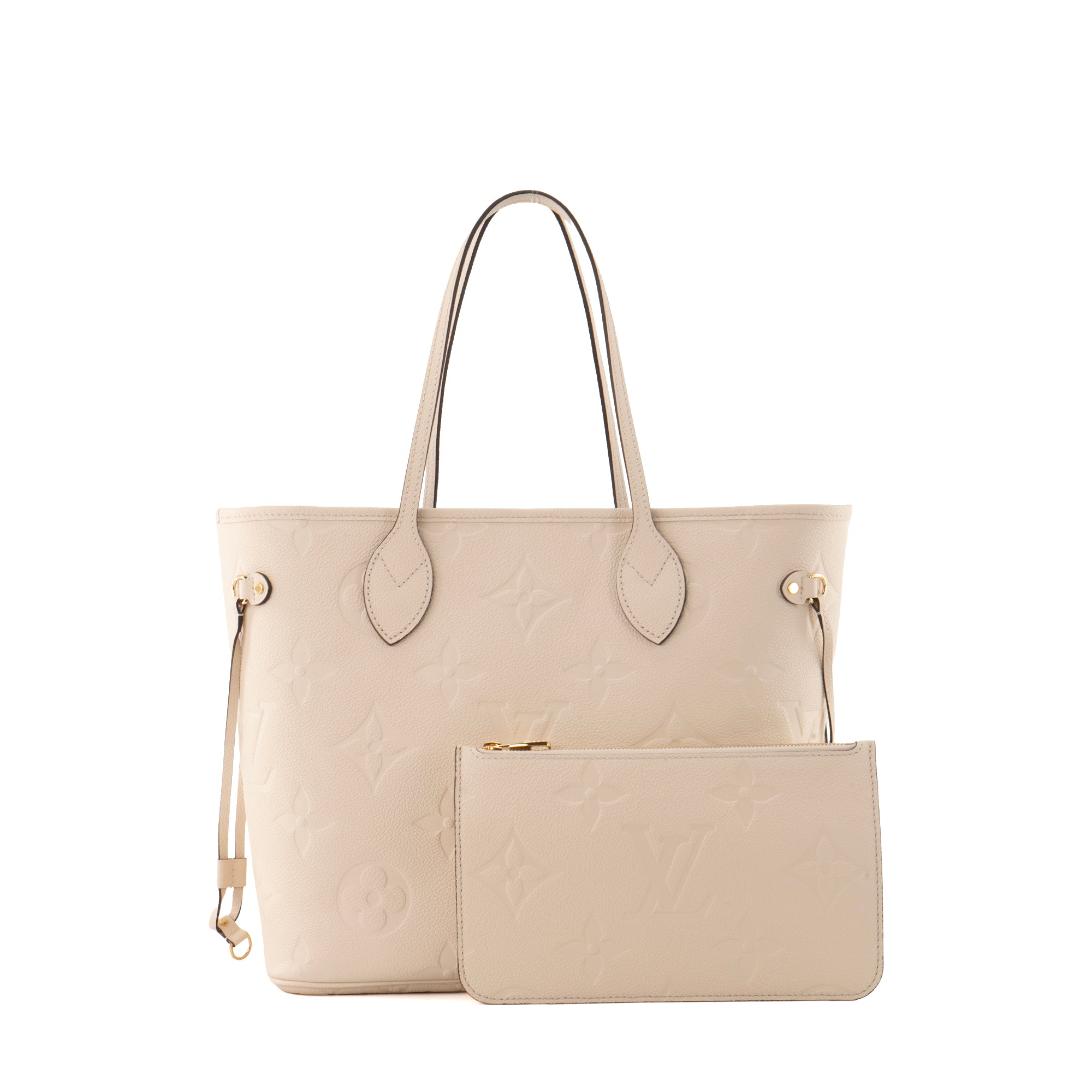 LOUIS VUITTON - Sac cabas Neverfull MM Louis Vuitton en cuir empreinte beige