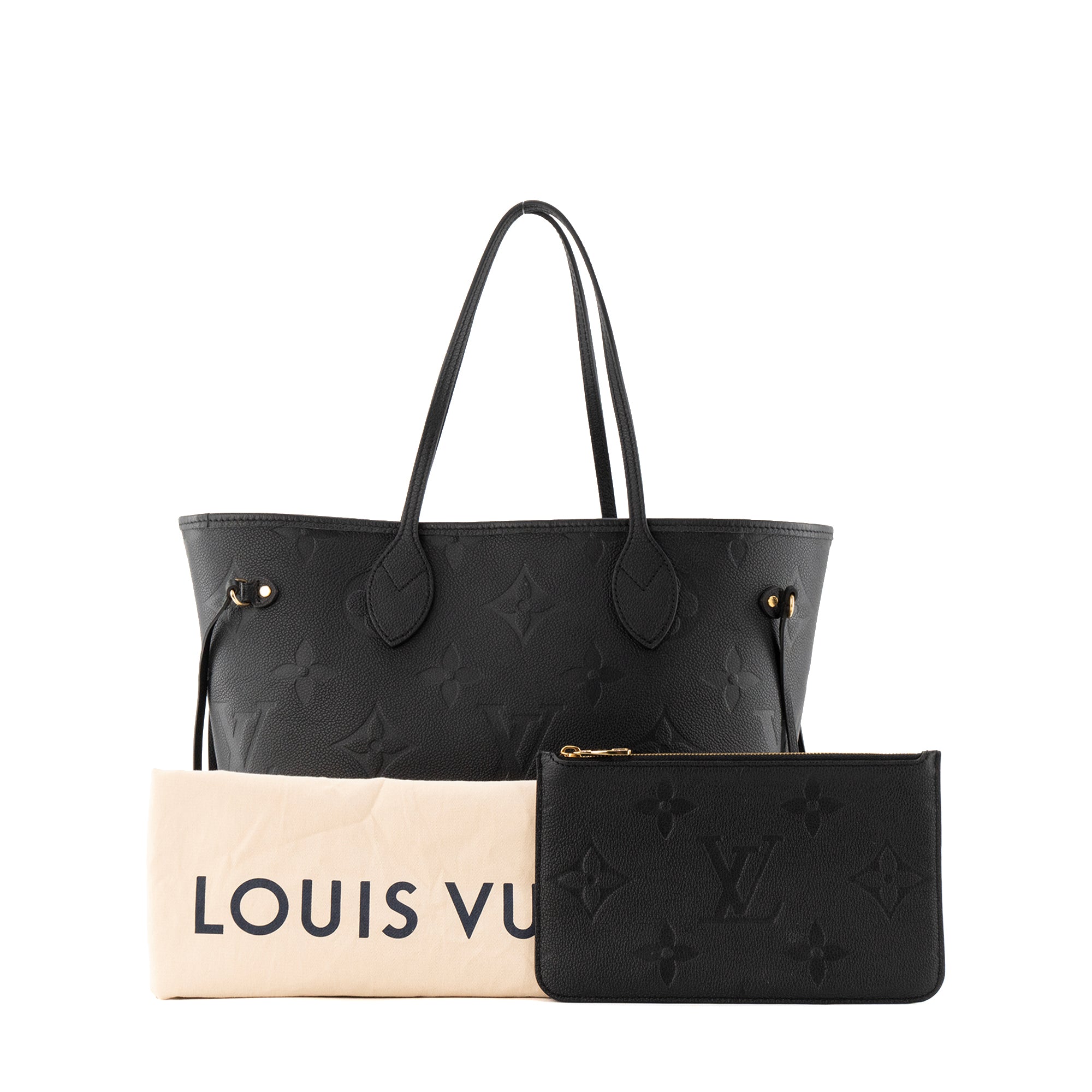LOUIS VUITTON - Sac cabas Neverfull MM Louis Vuitton en cuir empreinte monogrammé noir