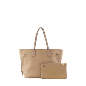 LOUIS VUITTON - Sac cabas Neverfull MM Louis Vuitton en cuir empreinte taupe