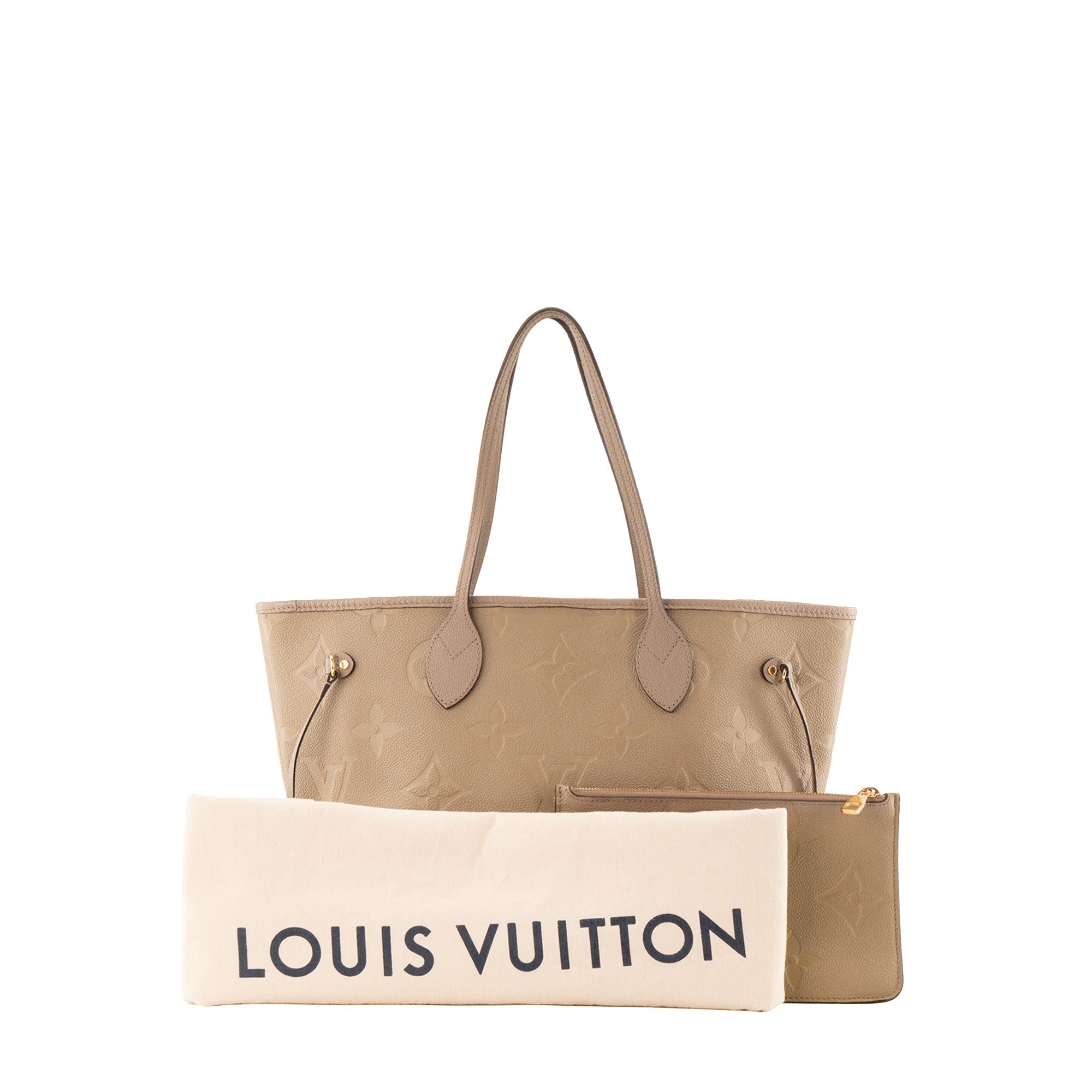 LOUIS VUITTON - Sac cabas Neverfull MM Louis Vuitton en cuir empreinte taupe