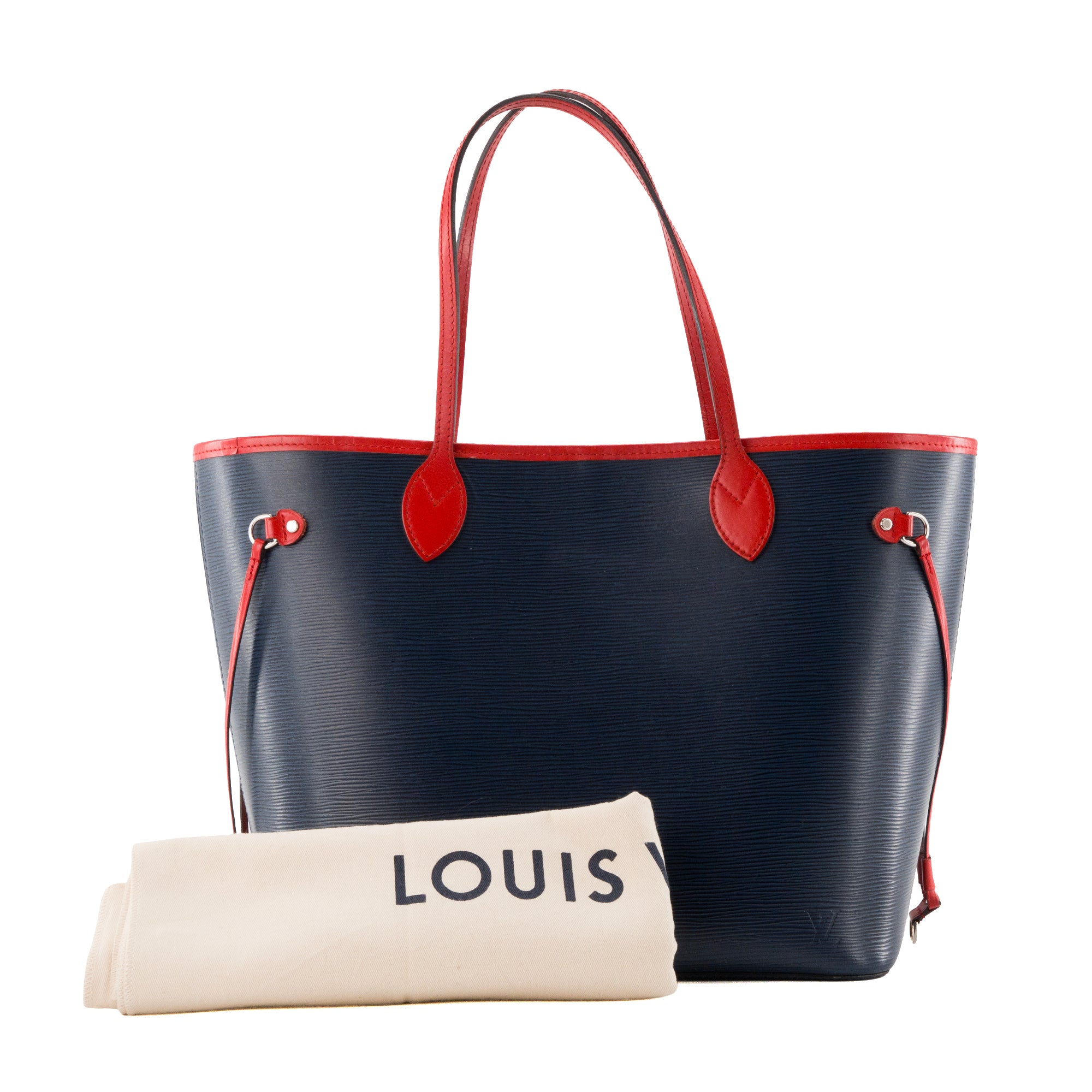 LOUIS VUITTON - Sac Cabas Neverfull MM Louis Vuitton en cuir épi bleu et rouge