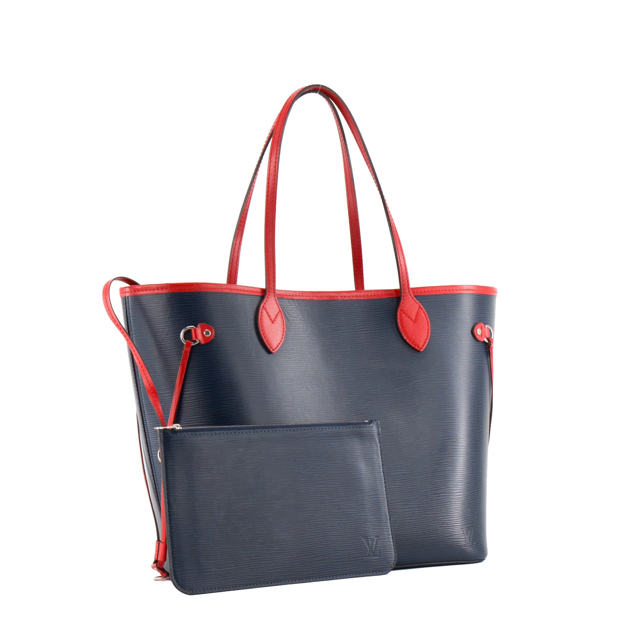 LOUIS VUITTON - Sac Cabas Neverfull MM Louis Vuitton en cuir épi bleu et rouge