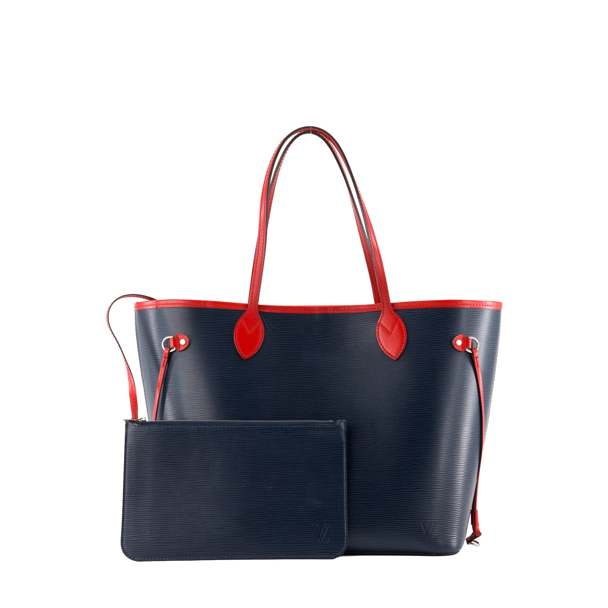 LOUIS VUITTON - Sac Cabas Neverfull MM Louis Vuitton en cuir épi bleu et rouge