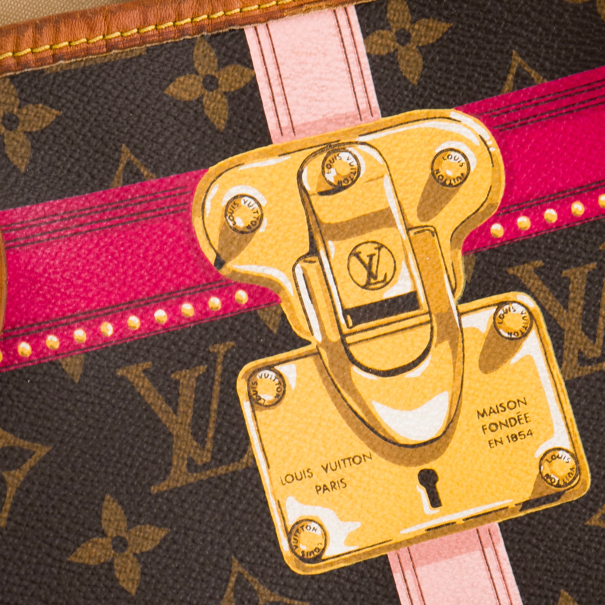 LOUIS VUITTON - Sac cabas Neverfull MM Louis Vuitton en toile enduite édition limitée Summer Trunk