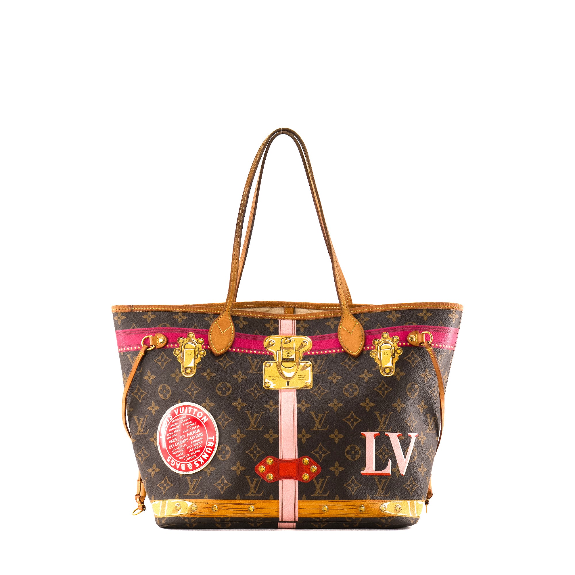 LOUIS VUITTON - Sac cabas Neverfull MM Louis Vuitton en toile enduite édition limitée Summer Trunk