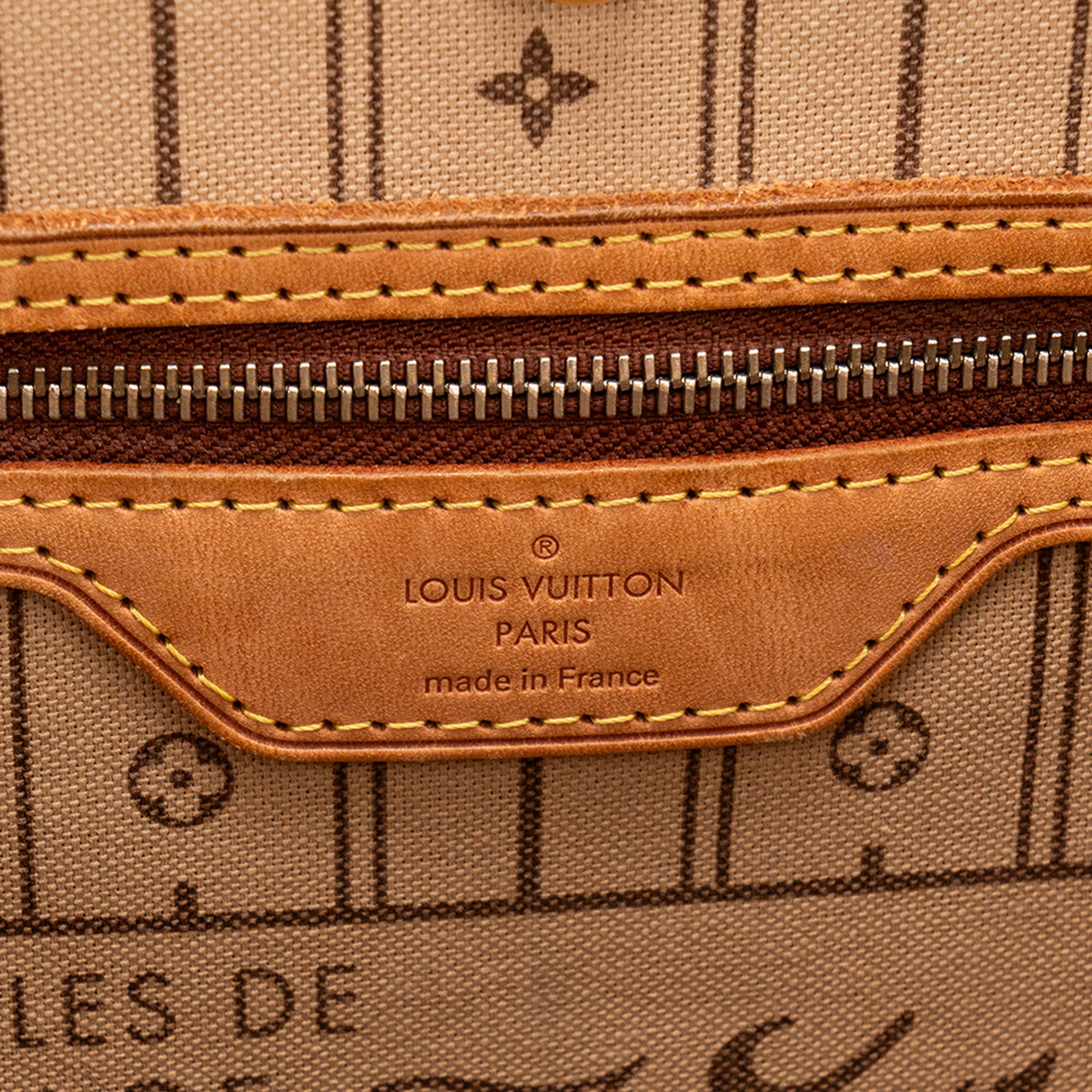 LOUIS VUITTON - Sac Cabas Neverfull MM Louis Vuitton en toile enduite monogrammée marron