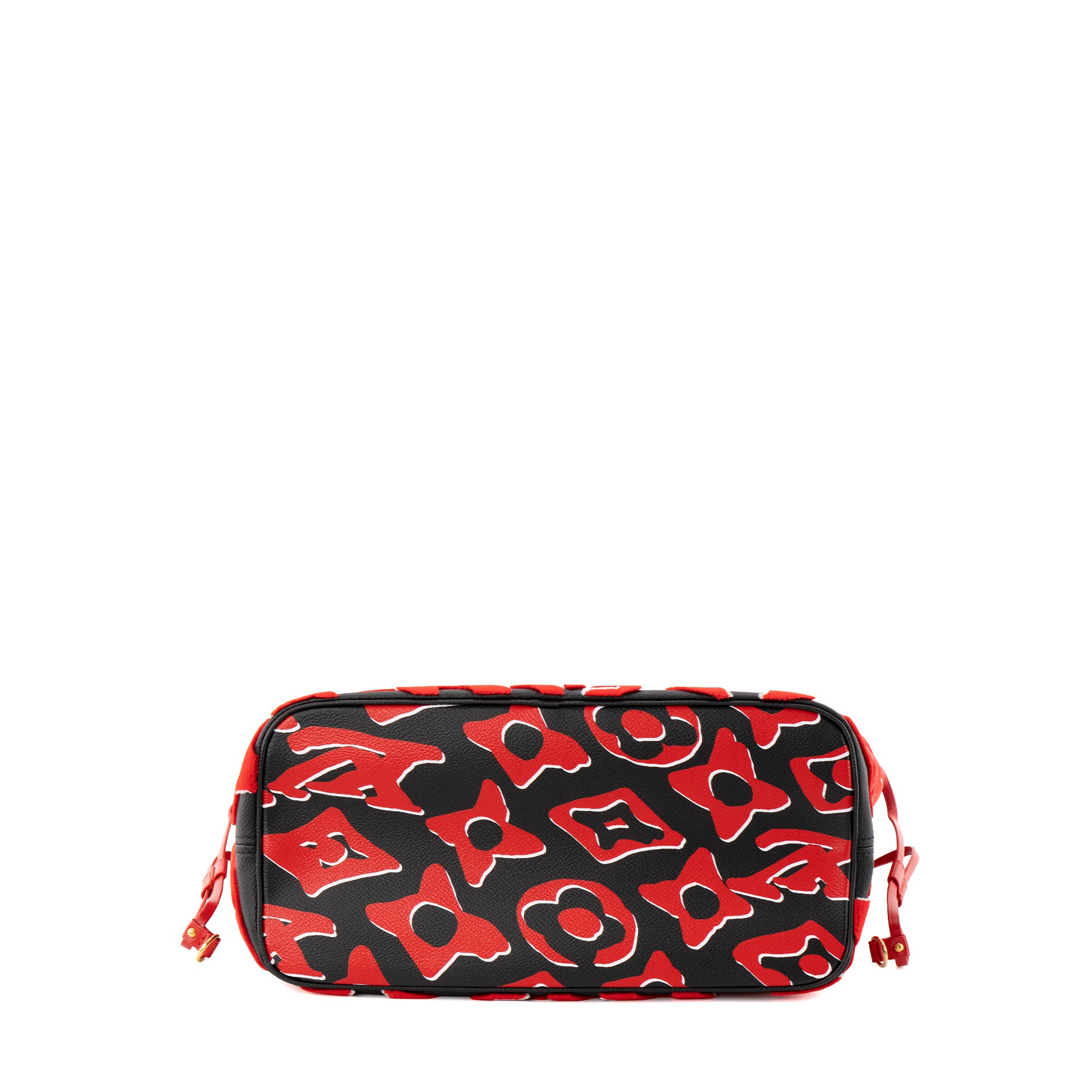 LOUIS VUITTON - Sac cabas Neverfull MM URS Fischer Louis Vuitton en toile enduite noir et velours rouge